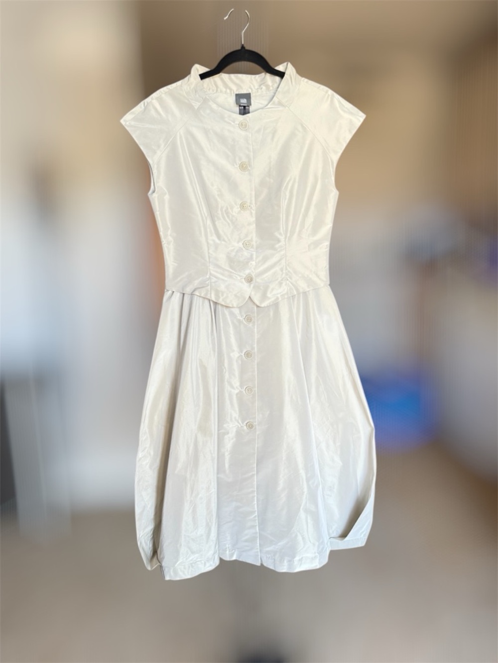 Lilith hint of iridescent, cream button down dress